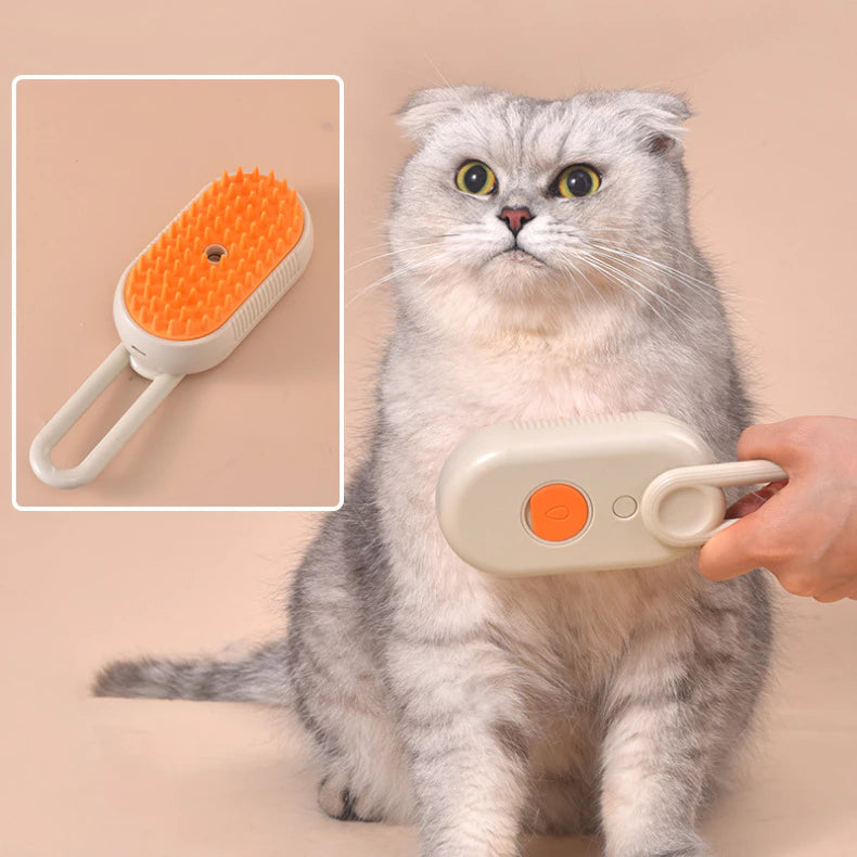 Escova A Vapor Para Gatos Cães - 3 em 1